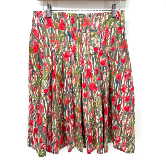 Ellen Eisemann Skirt Womens 6 EU 38 (28x24 ACTUAL) Floral Cotton Lined Pleated - Picture 1 of 11